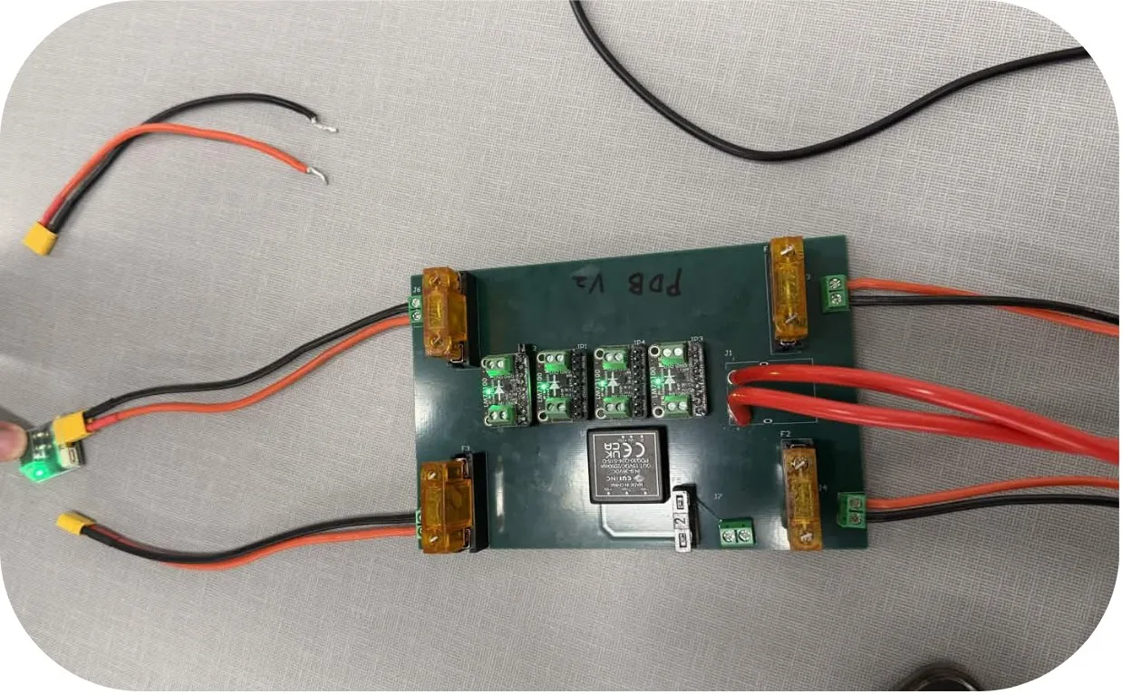 CCBR custom power distribution circuit board with wiring